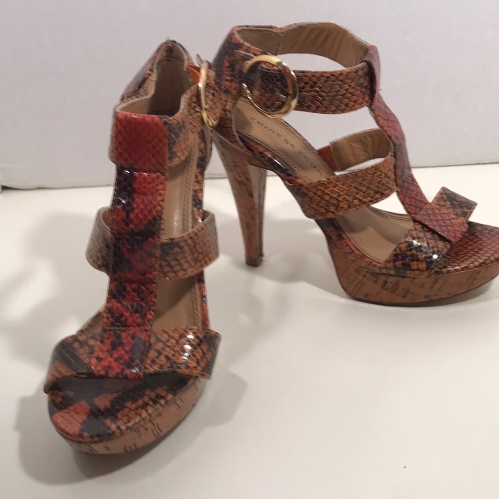 Chinese Laundry Snake Skin Print Heels Size 6.5 - Picture 1 of 8